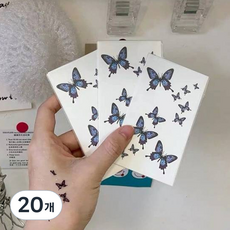 Bada&Maru 藍色蝴蝶漢娜紋身貼紙 5 x 12 cm, 混合色, 20個