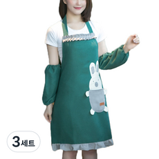A-hop 兔子口袋圍裙 + 袖套, 綠色, 3套