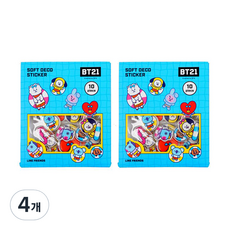 BT21 엠보플레이크 스티커, 썸머, 4개