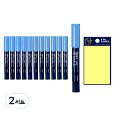 東亞 Jet Stick 2 橢圓形 12入 + Tukobi 便利貼組, 天藍色(Jet Stick), 黃色(便利貼), 2套