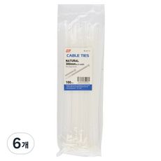 케이디와이 케이블타이 100p, 6개, 백