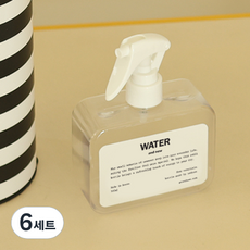욕실 청소 소분 스프레이 분무기 300ml + 워터 라벨지 세트, 혼합색상, 6세트