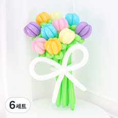 파티짱 튤립 파스텔 레인보우 요술 꽃풍선 다발 세트, 6세트, 혼합색상
