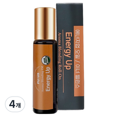 퓨어스 에너지 업 아로마 롤온 에센셜 오일, 4개, 10ml, 에너지 마사지오일