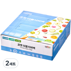 코멧 더블 지퍼백 실속 컴팩트 60p + 소형 100p + 대형 40p 세트, 혼합, 2세트