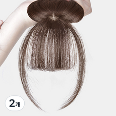 하이유니 3D 에어 헤어피스 앞머리 가발, 라이트브라운, 2개