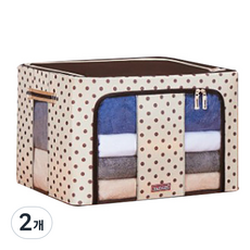 땡땡이도트 간편한정리 리빙박스, 커피, 2개