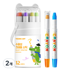 YOUNG ART 可水洗沐浴遊戲蠟筆, 2個, 12 種顏色