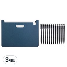 델리 12분류 확장형 아코디언 하드 폴딩박스 + 유성볼펜 12p 1mm 63951, 네이비(폴딩박스), 블랙(볼펜), 3세트