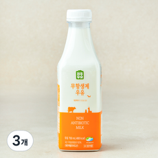 제주우유 무항생제 우유, 3개, 750ml