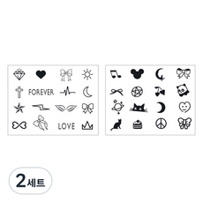 gelluna 半永久可愛DIY亮點紋身貼紙32款套組, 2套