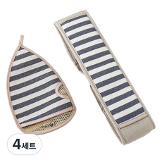 모나코올리브 프리미엄 양면 때밀이 장갑 때타월 + 등밀이 때타월 세트, 스트라이프, 4세트