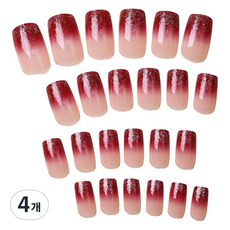 비투윈 수난일 블루 네일팁, 4개, CX020 레드 그라데이션(젤 타입)