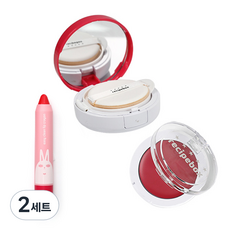 食譜盒兒童植物化妝套組, 潤唇膏 15g + 腮紅 3g + 防曬氣墊 15g, 2組