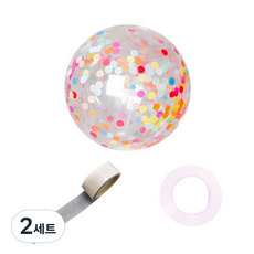 파티쇼 컨페티 꽃가루 풍선 30p + 컬링리본 30m + 테이프 100p 세트, 종이레인보우(컨페티), 2세트