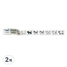 특별한상점 DIY 다이어리꾸미기 디자인 테이프 스티커 15mm x 5m, 걷는 고양이, 2개