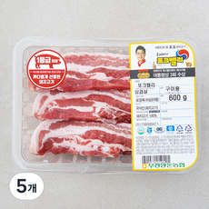 포크밸리 삼겹살 1등급이상 구이용 (냉장), 600g, 5개