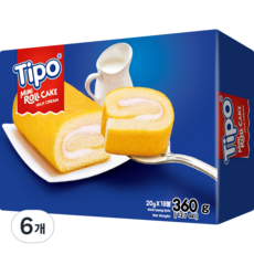티포 미니 우유맛 크림 롤케이크 18p, 360g, 6개