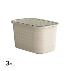 블럭마트 의류 이불 멀티정리상자, 크림, 중형(25.5 x 17.3 x 15.3 cm), 3개