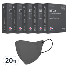 굿바이브스 마스크 중형 KF94, 다크그레이, 20개, 10개입
