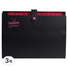 골드팡 해피 아코디언 12칸 파일, 블랙, 3개