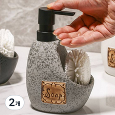 사자사요 도자기 손세정제 디스펜서 450ml HR2903, 그레이, 2개