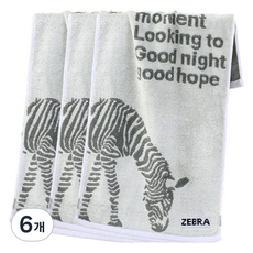파라다이소 PDS리빙 스타일리시 얼룩말 뱀부 타올 73cm x 33cm 130g 30수 뱀부얀, 그린, 6개