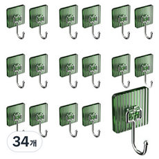 REALPEAKY 多用途彩色壁掛式掛鉤 A型, 綠色, 34個