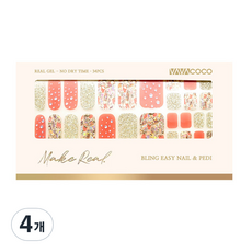 VAVACOCO Blingeasy 凝膠指甲貼 34p, 蜜桃狂熱, 4個