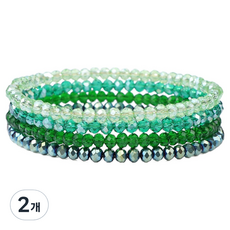 Homcell 瑜珈冥想彈性手鍊 綠色混搭 18cm, 2個