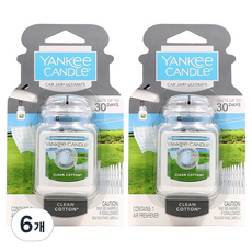 YANKee CANDLe Car Jar Ultimate 汽車芳香劑, 6個, 潔淨棉