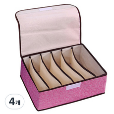 마켓감성 린넨 6칸 여성 속옷 보관함, 핑크, 4개