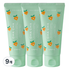 unpa chachaa 純素胡蘿蔔無氟兒童牙膏, 9個, 75g