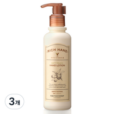 THE FACE SHOP 菲詩小舖 Rich Hand V 柔軟觸感護手霜, 3個, 200ml