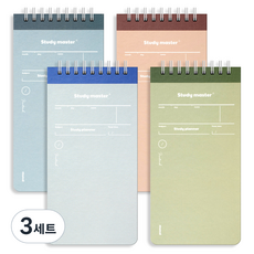 뮤니드 스프링 만년 상철 100일 플래너 노트 4종 세트, 그레이블루, 카키, 블루, 브라운, 3세트