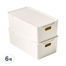 EASY&FREE 舒適生活收納盒, 白色，牛 (31.8 x 17.7 x 11 cm), 6個