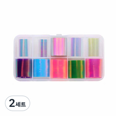 彩色玻璃美甲貼片膜 10款入, 混合色, 2套