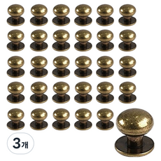 鈕扣裝飾鉚釘 6mm 30入, 3組, 古銅色