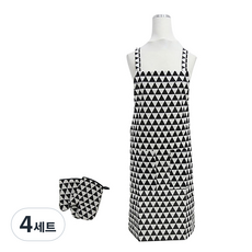 트라이 앞치마 + 주방장갑 2p, 블랙, 4세트