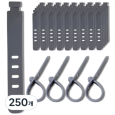 블루레이크 데스크 전선 정리 홀더 7 x 1.1 cm, 250개, 그레이