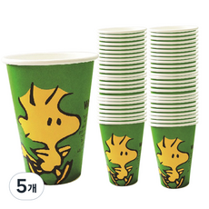 PEANUTS 彩色紙杯 390ml 綠色(糊塗塌客), 50入, 5個
