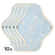 Wizlly 防水棉布衛生棉 白花藍色, 中型(18.5*25cm), 1片, 10片