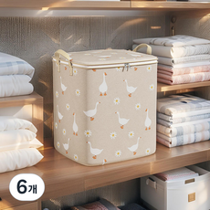 조인메이드 의류 이불 담요 수납 보관함 정리 리빙박스, 베이지, 6개