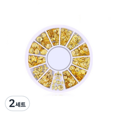 金色貝殼海星美甲飾品12款套組, 2套, 混合色