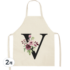 알파벳 이니셜 앞치마 68 x 55 cm, V, 2개