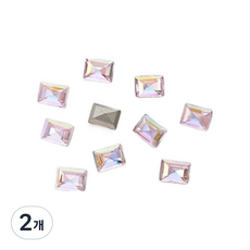 Beauty Flow 極光粉紅美甲水鑽 V型切割線條寶石飾品 6 x 8mm 10入, A7 方形, 2個