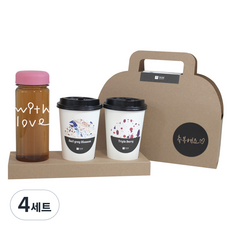 1AM 쥬뗌므 블랜딩 프리미엄 차세트, 크라프트 패키지 + 티백세트(테이크아웃잔 2p + 얼그레이 블라썸 3p + 트리플 베리 3p) + with love 보틀 스티커 + 분홍뚜껑 보틀 + 축복해요 패키지 스티커, 4세트