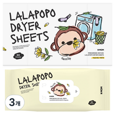 케이맘 유아용 랄라포포 건조기 드라이시트 섬유유연제 목련향 60p, 196g, 3개