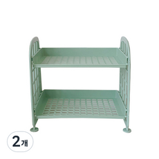 桌面雙層網格迷你層架, 綠色, 2個