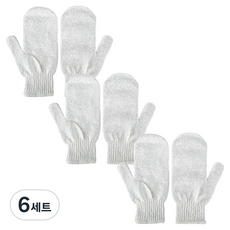플라라 저자극 목욕 글러브 벙어리 샤워장갑 양손착용 세트, 아이보리, 2개입, 6세트